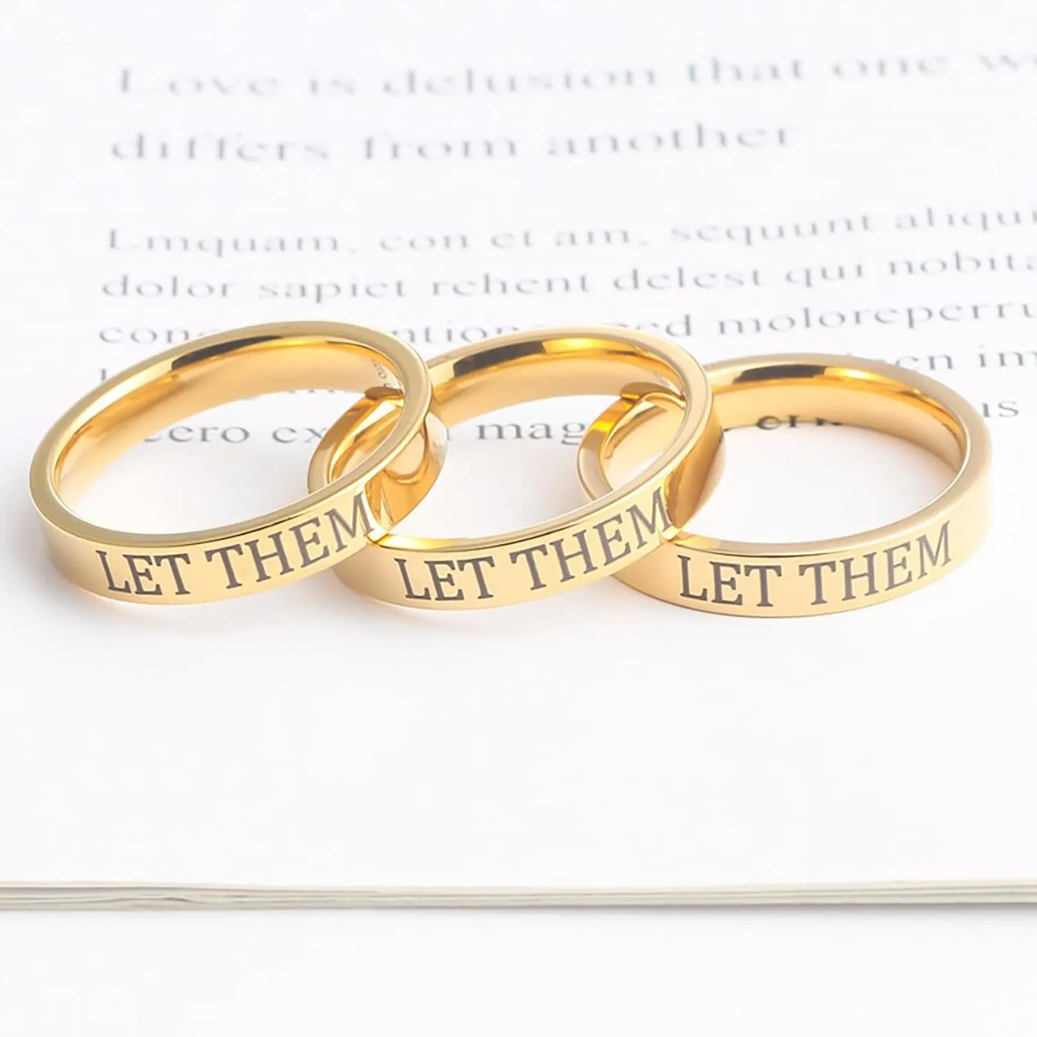 Let Them Rings for Women Self Worth Motivational Inspirational Band Stackable Stainless Steel Rings Friendship Gifts