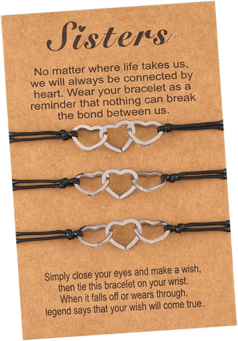 LIFKOME 3Pcs Hollow Heart Friendship Bracelets Braided Wrist Chain for Chic Minimalist Design Friends Elegant Accessories