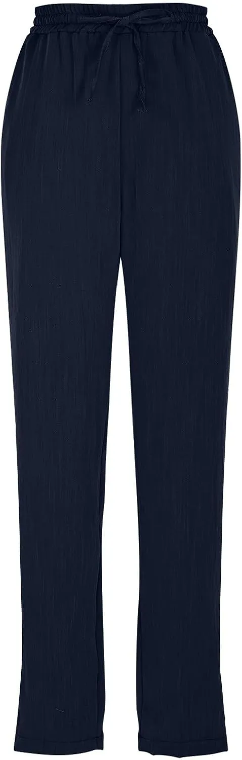 Linen Pants for Women Petite Beach High Waist Cropped Capris Elastic Tapered Ankle Drawstring Pants with Pockets
