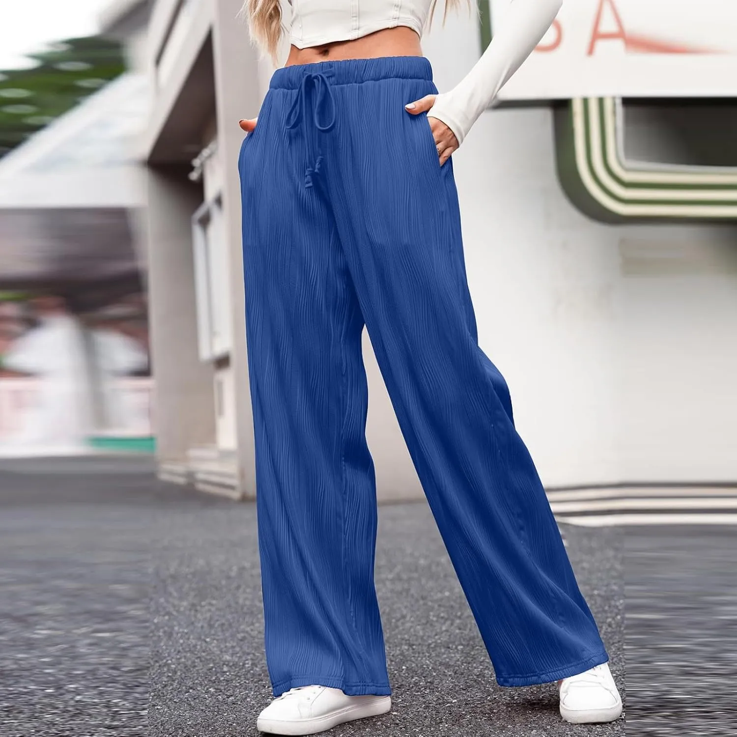 Linen Pants Women Summer Boho Wide Leg High Waist Casual Lounge Slacks 2025 Beach Travel Vacation Outfits