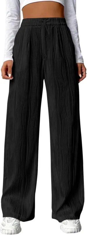 Linen Pants Women Summer Boho Wide Leg High Waist Casual Lounge Slacks 2025 Beach Travel Vacation Outfits