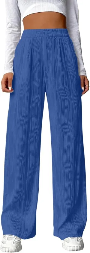 Linen Pants Women Summer Boho Wide Leg High Waist Casual Lounge Slacks 2025 Beach Travel Vacation Outfits