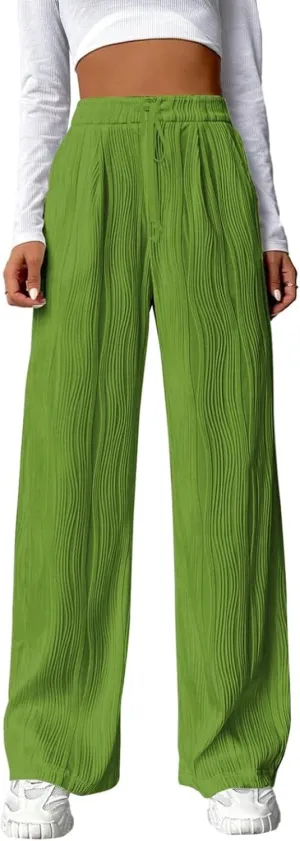 Linen Pants Women Summer Boho Wide Leg High Waist Casual Lounge Slacks 2025 Beach Travel Vacation Outfits