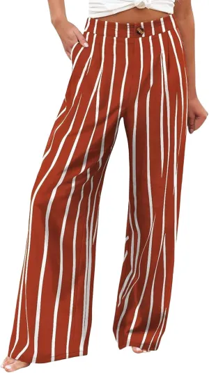 Linen Pants Women Summer Boho Wide Leg High Waist Casual Lounge Slacks 2025 Beach Travel Vacation Outfits
