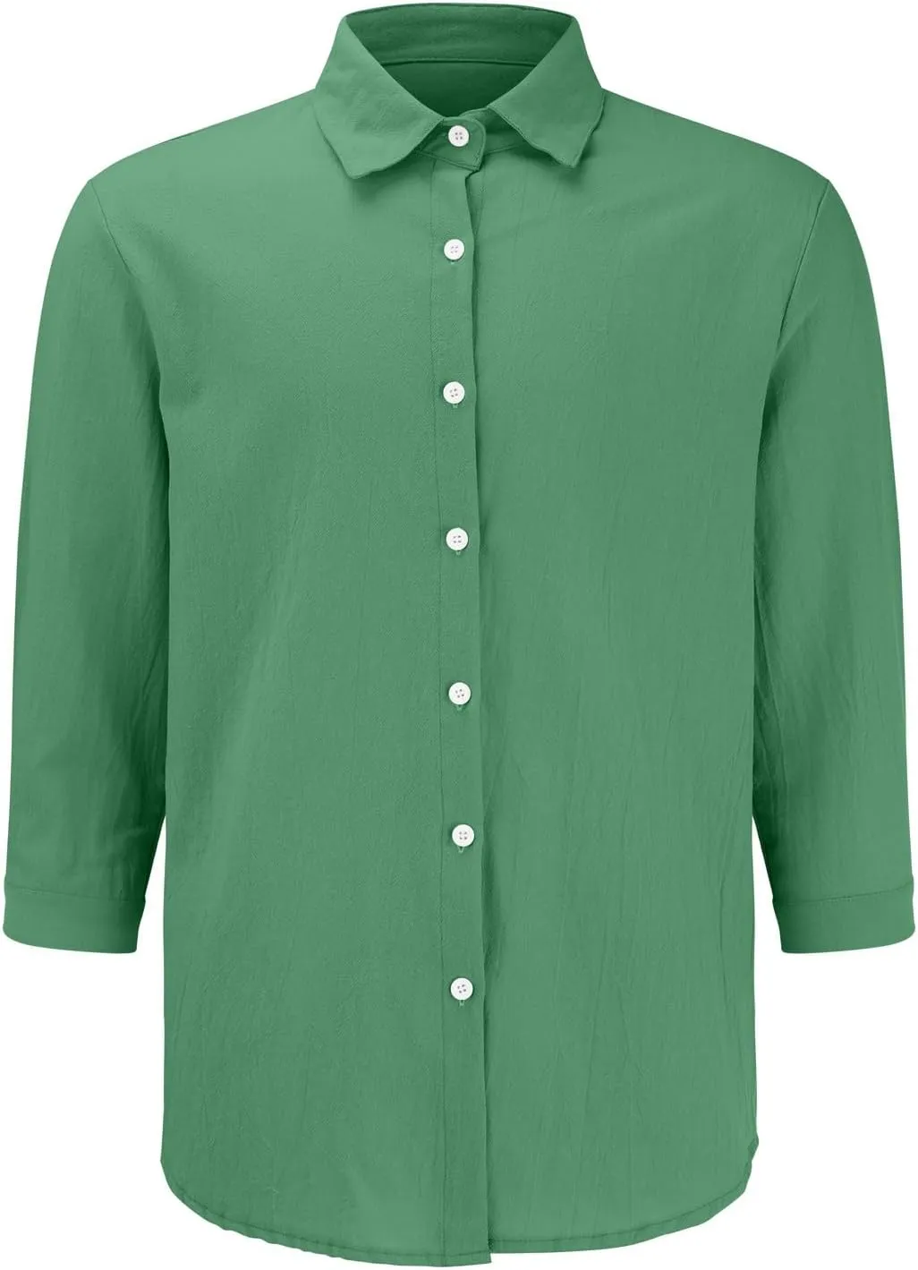 Linen Shirts for Men Big and Tall Casual Button Down Long Sleeve Solid Spread Collar Shirt Summer Hawaiian Beach Tops