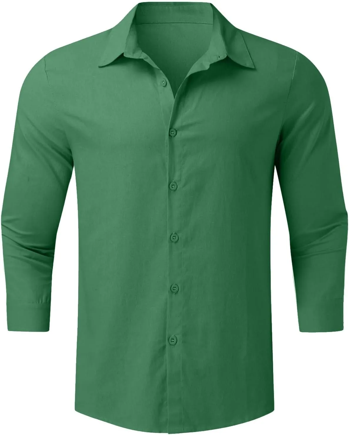 Linen Shirts for Men Big and Tall Casual Button Down Long Sleeve Solid Spread Collar Shirt Summer Hawaiian Beach Tops