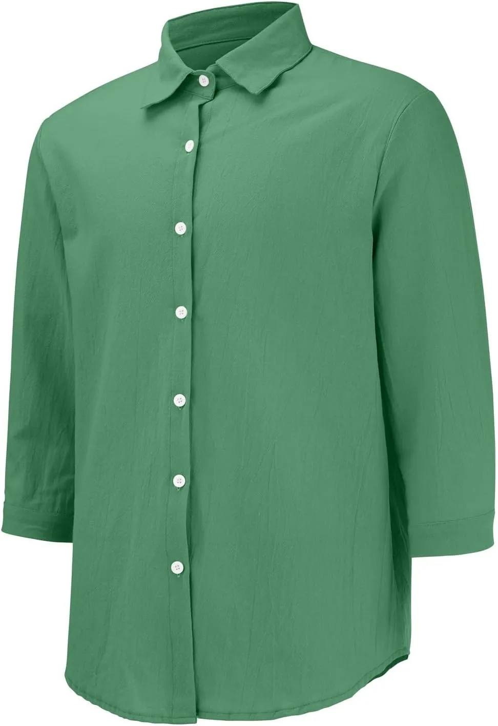 Linen Shirts for Men Big and Tall Casual Button Down Long Sleeve Solid Spread Collar Shirt Summer Hawaiian Beach Tops