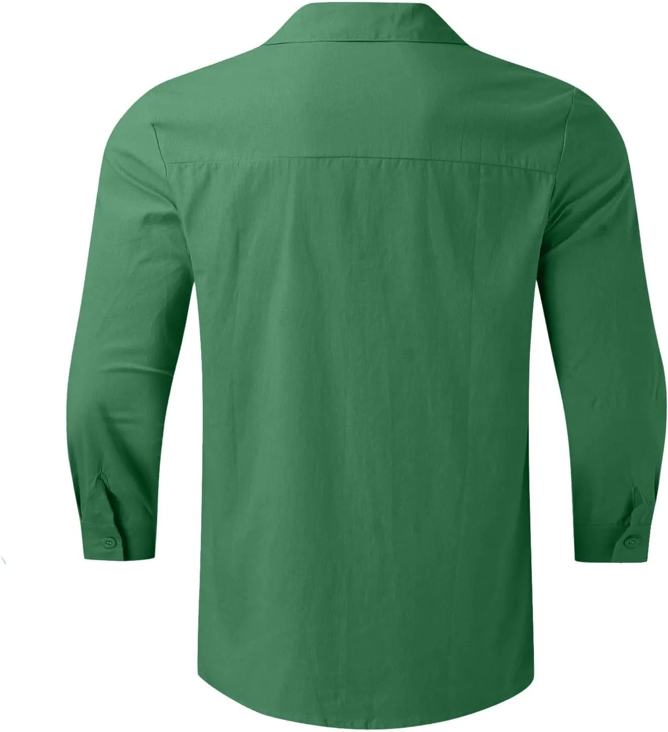 Linen Shirts for Men Big and Tall Casual Button Down Long Sleeve Solid Spread Collar Shirt Summer Hawaiian Beach Tops