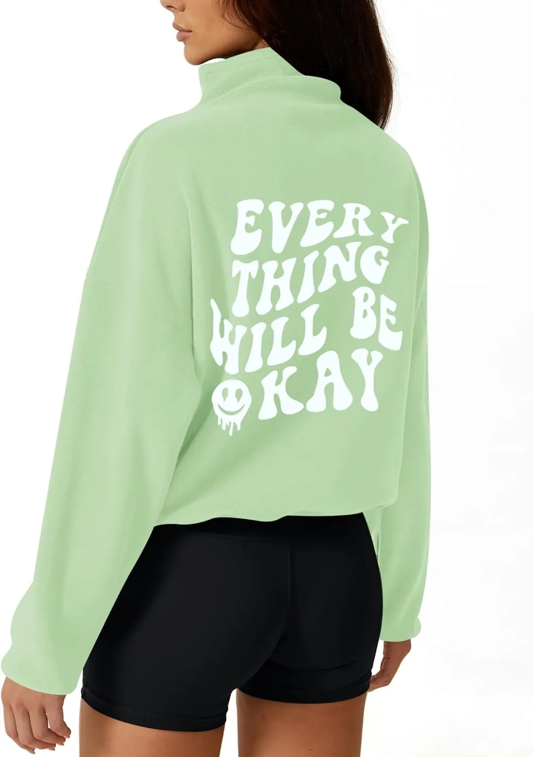 LOMON Women's Sweatshirts Fleece Lined Half Zip Pullover Long Sleeve Workout Crop Tops with Pockect and Thumb Hole