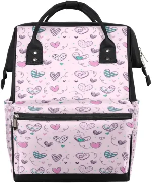 Love Hearts Diaper Bag Tote Large Capacity Waterproof with Adjustable Shoulder Strap and Pram Straps Mommy Bag for Hospital Beach Weekender Travel