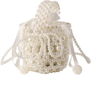 Luxury Pearl Bag Chain Bag Purse Ladies Beaded Cross Body Shoulder Bag Handmade Bags Women's Clutches for Wedding Party Bridal Party Gifts for Girls Women 04