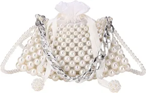 Luxury Pearl Bag Chain Bag Purse Ladies Beaded Cross Body Shoulder Bag Handmade Bags Women's Clutches for Wedding Party Bridal Party Gifts for Girls Women 13