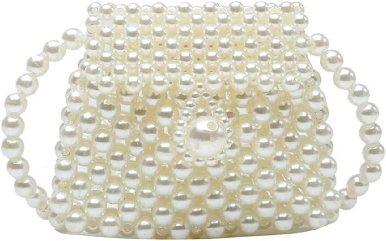 Luxury Pearl Bag Chain Bag Purse Ladies Beaded Cross Body Shoulder Bag Handmade Bags Women's Clutches for Wedding Party Bridal Party Gifts for Girls Women 23