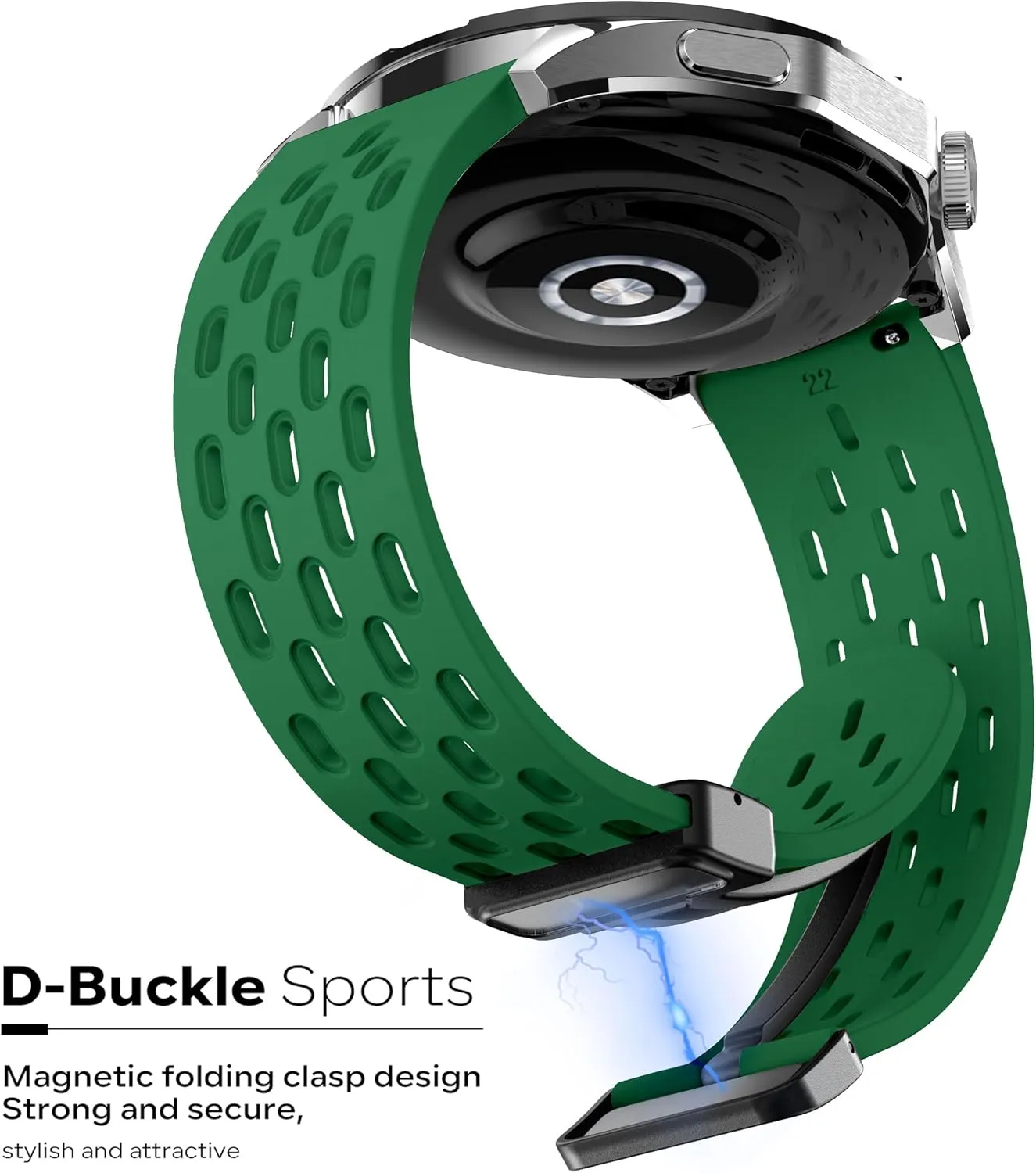 Magnetic Watch Band 18mm 19mm 20mm 22mm Quick Release Silicone Sport Sweatproof Breathable Watch Band for Men Women, Soft Silicone Sport Watch Strap