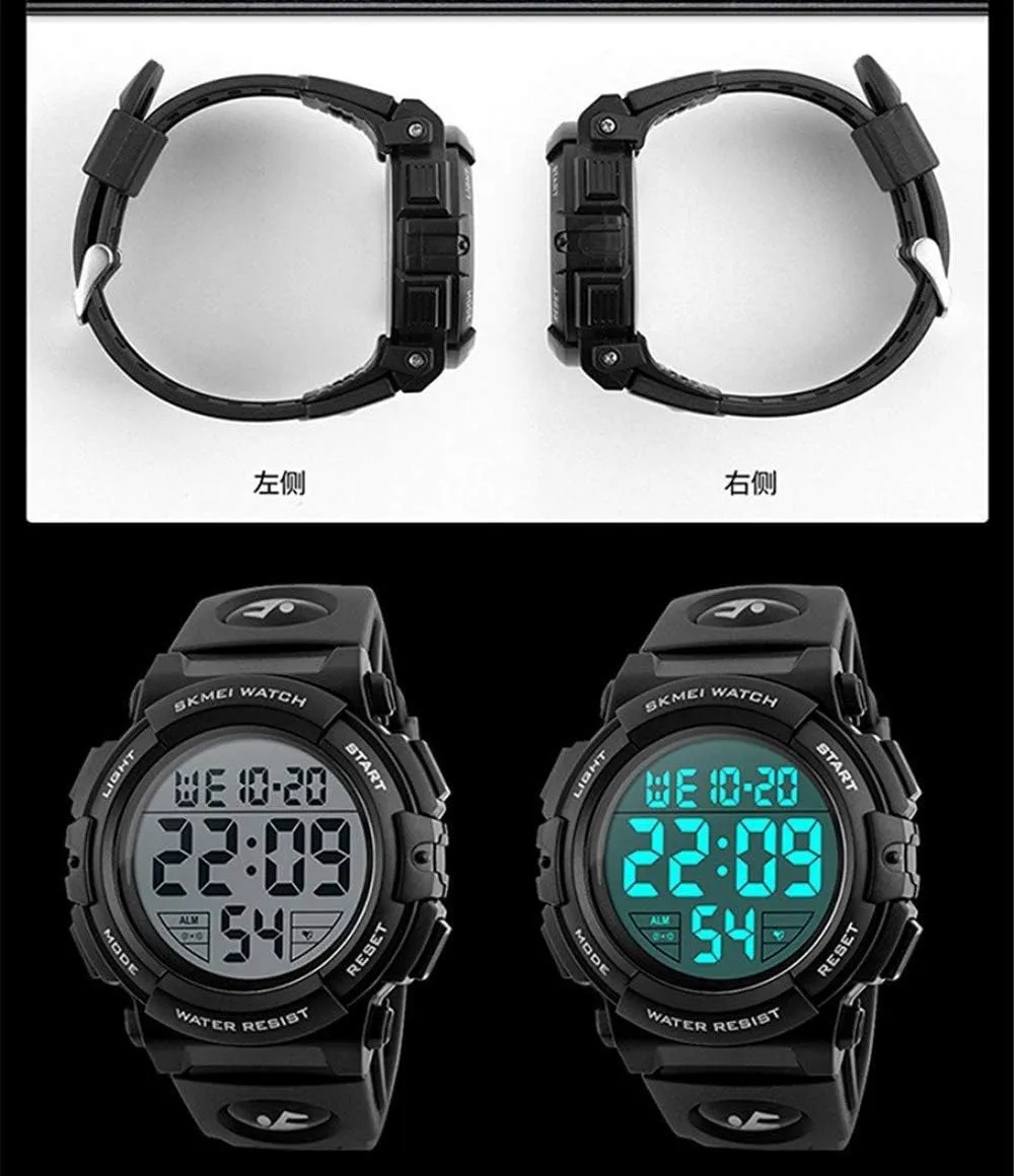 MASTOP Men Digital Watch Big Dial Chronograph Outdoor Sports 50M Water Resistant Multifunctional Wristwatches