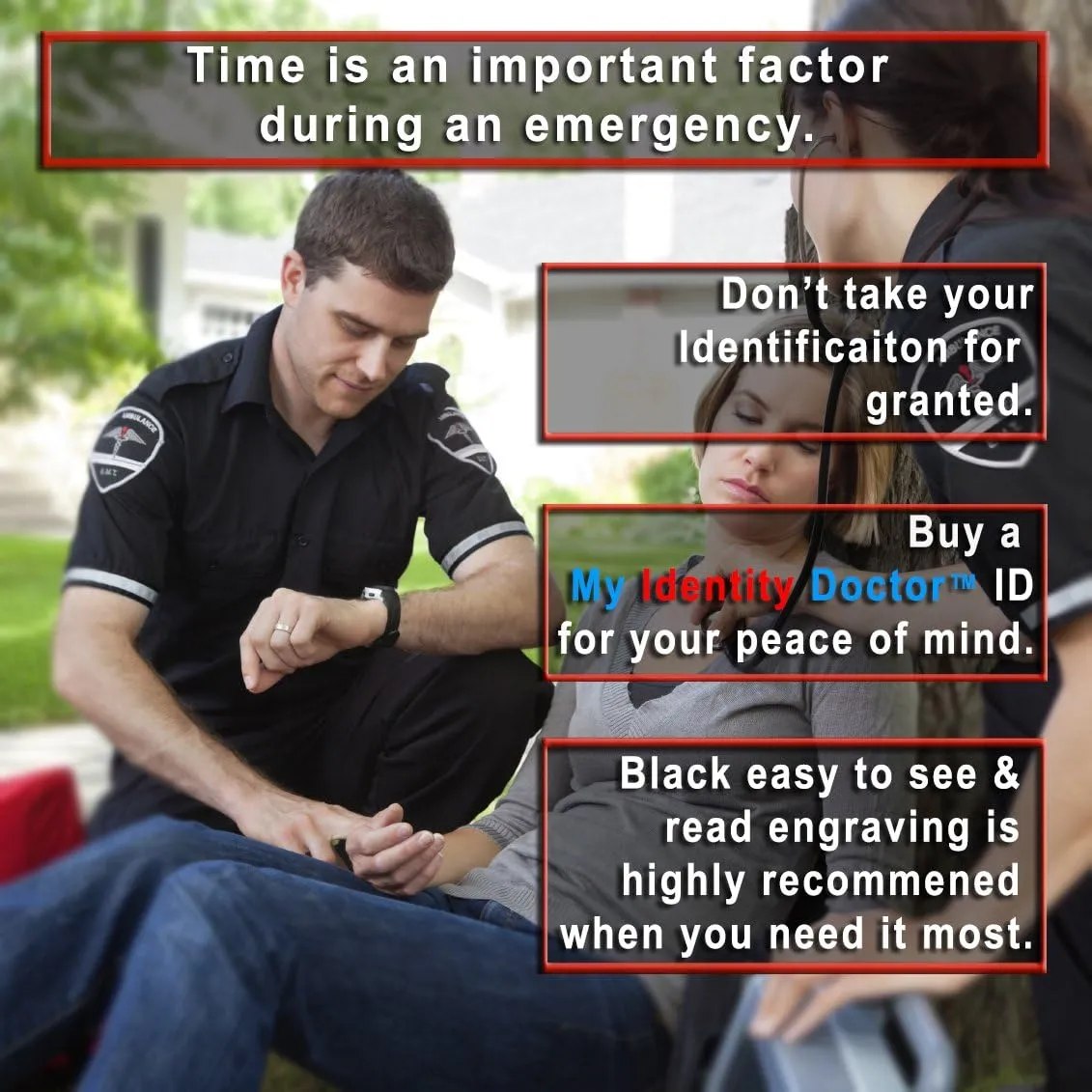 Medical Bracelet With Free Engraving, Stainless Steel and Identification Card, Curb Chain Alert | Made In USA