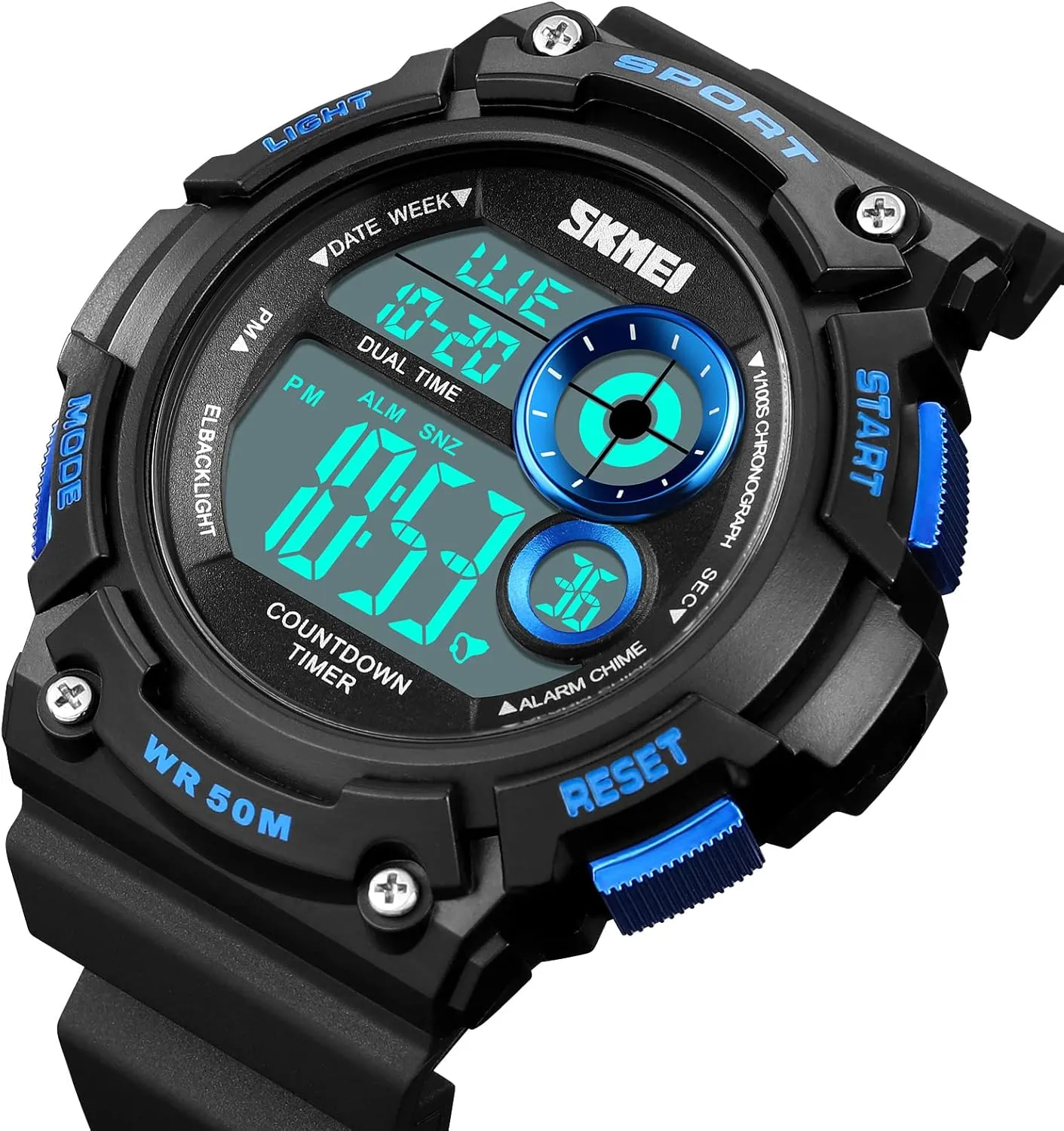 Men Sport Digital Watch 7 Colors LED Light Outdoor Military Watches Chronograph Alarm Clock Wristwatch