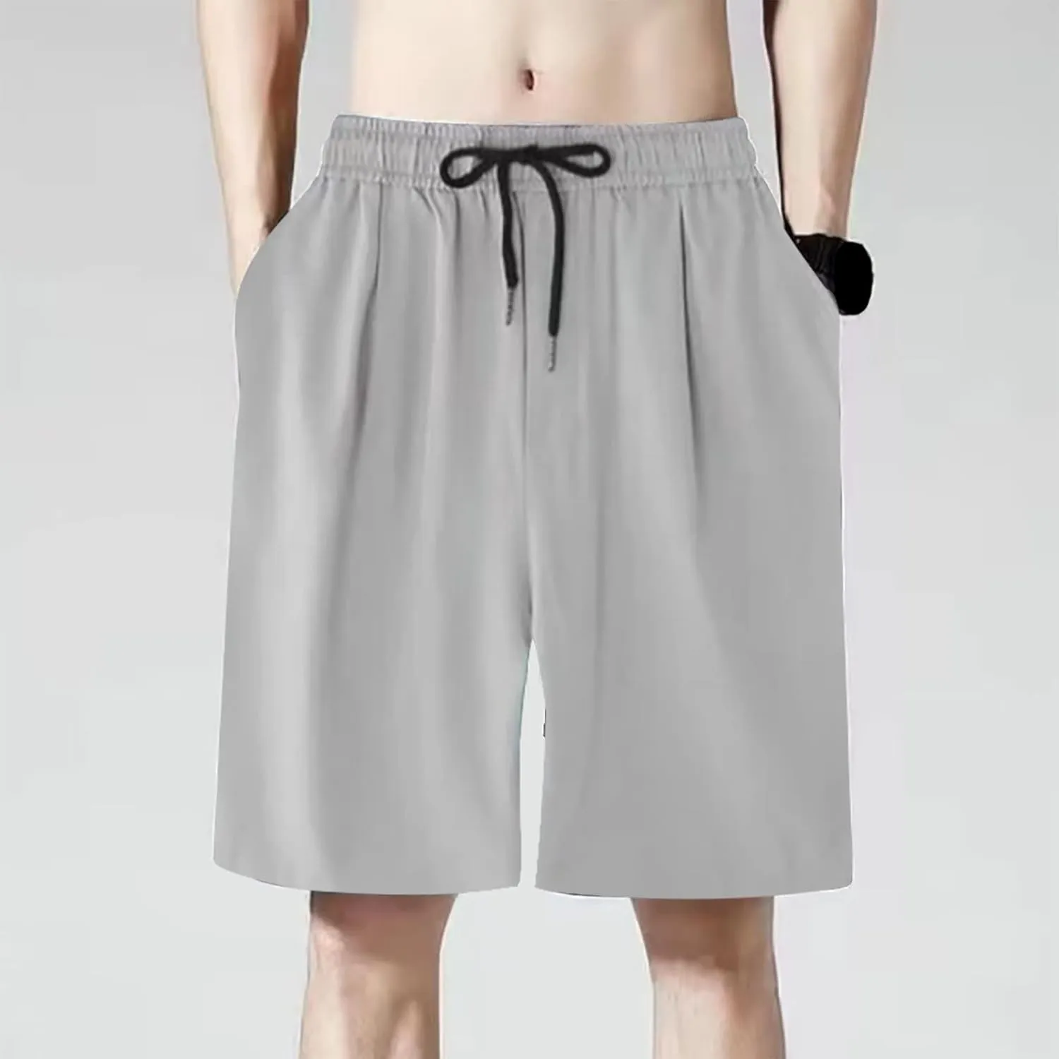 Mens 2024 Casual Shorts Breathable Plus Size Loose Summer Running Short Pants Drawstring Elastic Waisted Beach Vacation Short