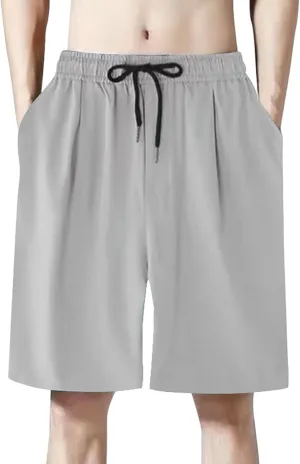 Mens 2024 Casual Shorts Breathable Plus Size Loose Summer Running Short Pants Drawstring Elastic Waisted Beach Vacation Short