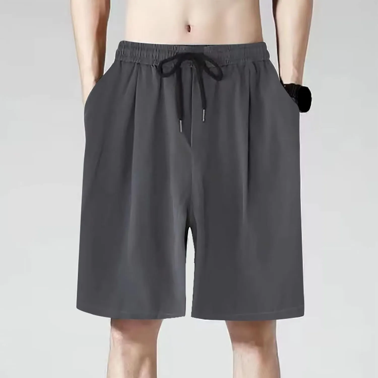 Mens 2024 Casual Shorts Breathable Plus Size Loose Summer Running Short Pants Drawstring Elastic Waisted Beach Vacation Short
