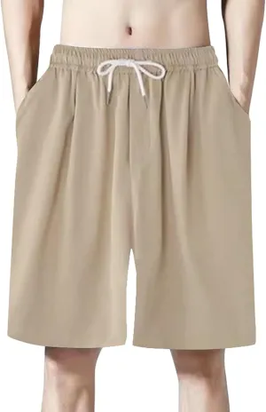 Mens 2024 Casual Shorts Breathable Plus Size Loose Summer Running Short Pants Drawstring Elastic Waisted Beach Vacation Short