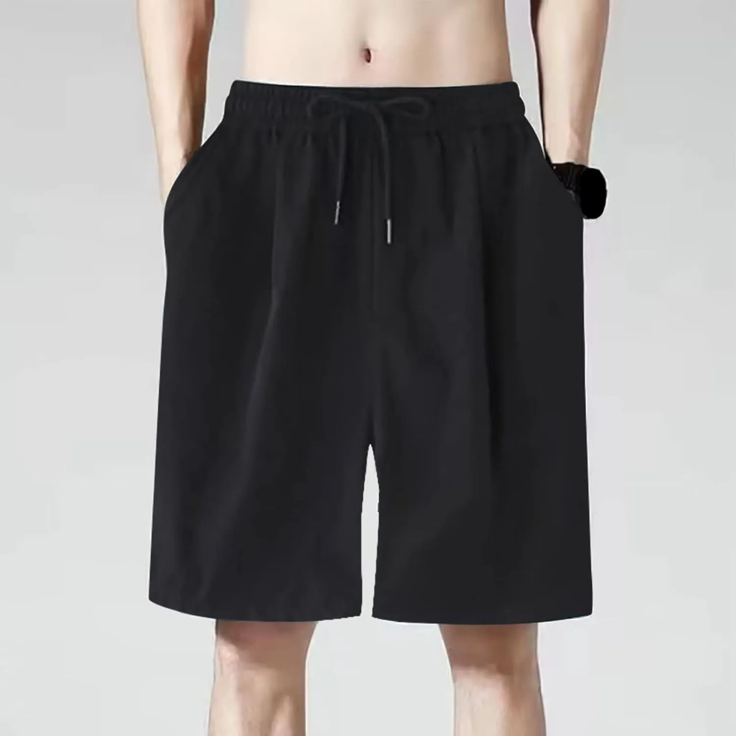 Mens 2024 Casual Shorts Breathable Plus Size Loose Summer Running Short Pants Drawstring Elastic Waisted Beach Vacation Short