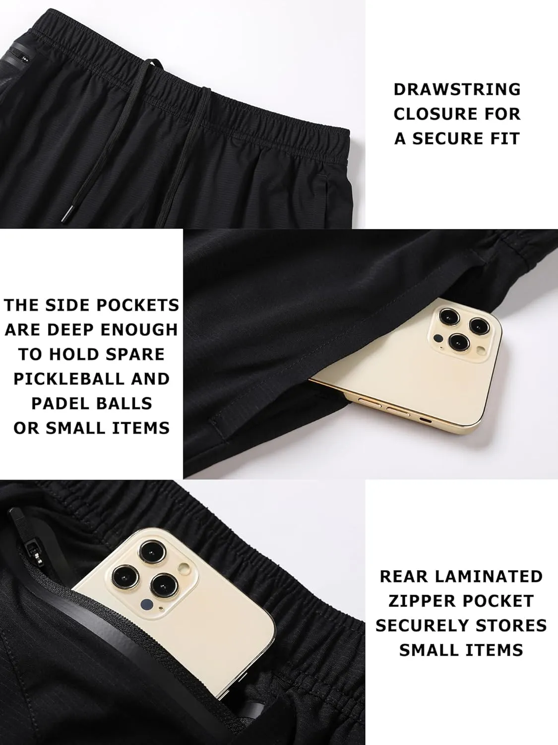 Mens Athletic Shorts Moisture Wicking Pickleball Tennis 5" Workout Running Shorts with Back Zip Pocket