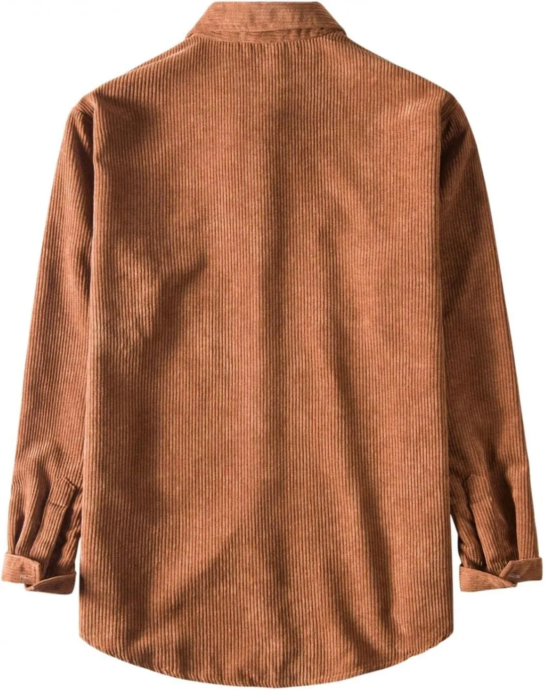 Men's Corduroy Shirts Jacket Casual Lightweight Button Down Long Sleeve Shirt Slim Fit Turn-Down Collar Ribbed Shacket