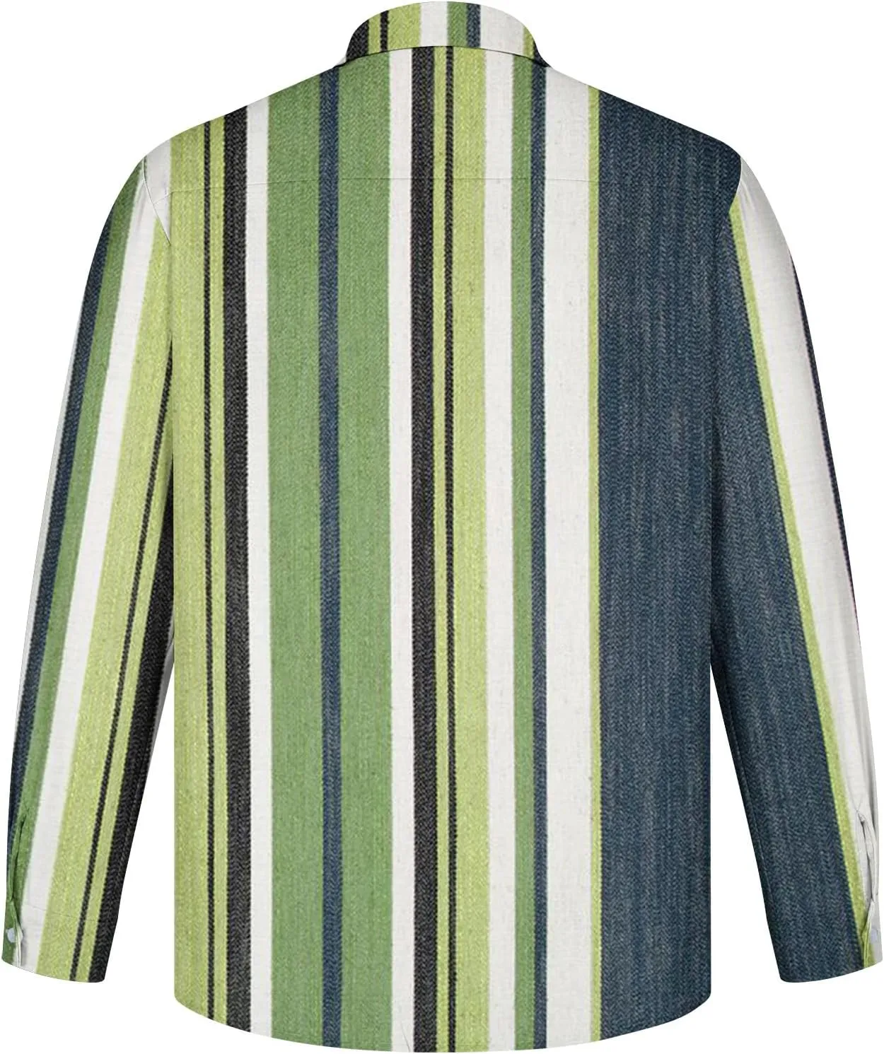 Mens Dress Shirts Long Sleeve Striped Print Collared Shirts Casual Slim Fit Lightweight Button T-Shirts Work Tops