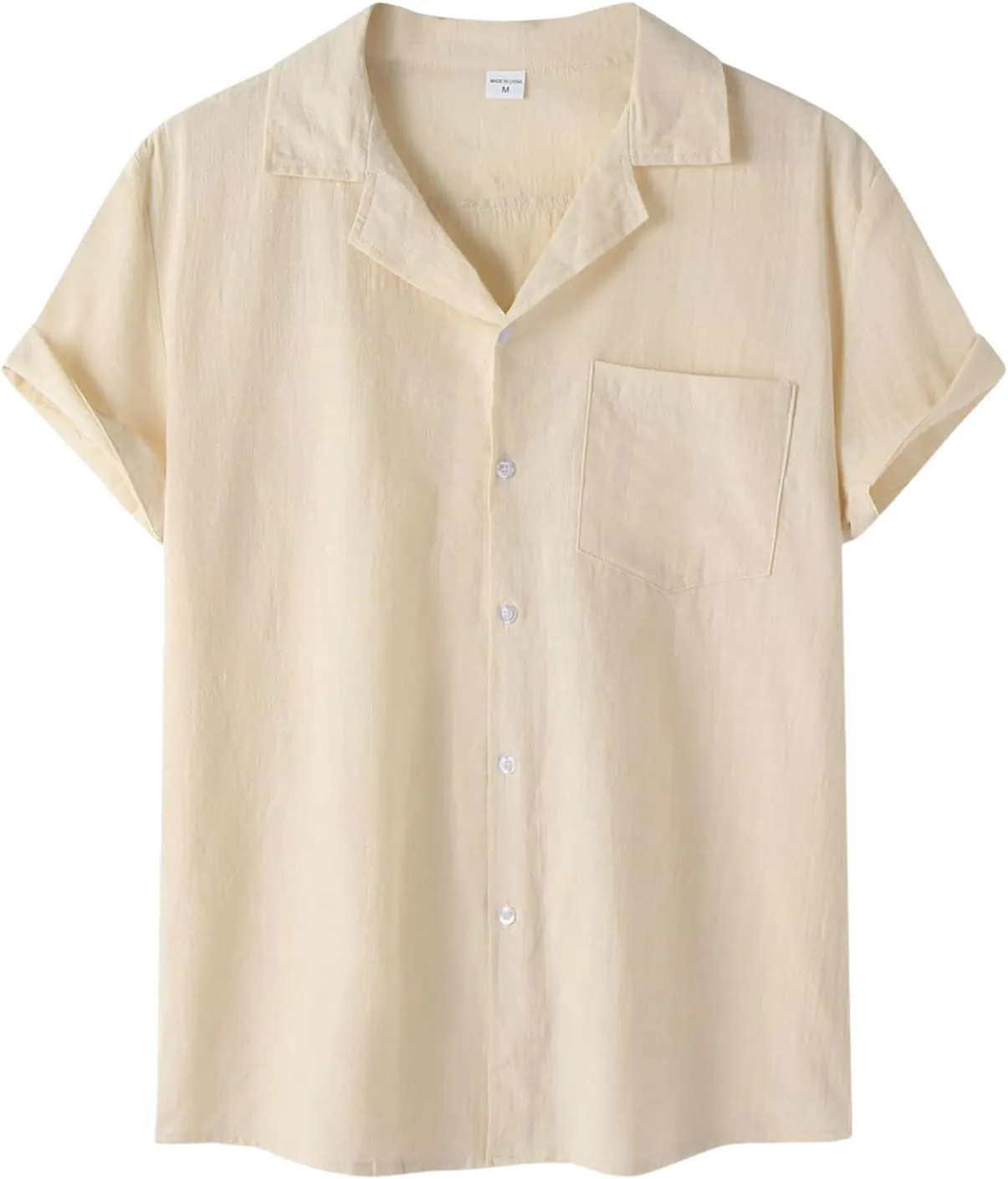Mens Dress Shirts Men's Linen Shirts Short Sleeve Summer Casual Button Down Shirt for Men Beach Wedding T-Shirts