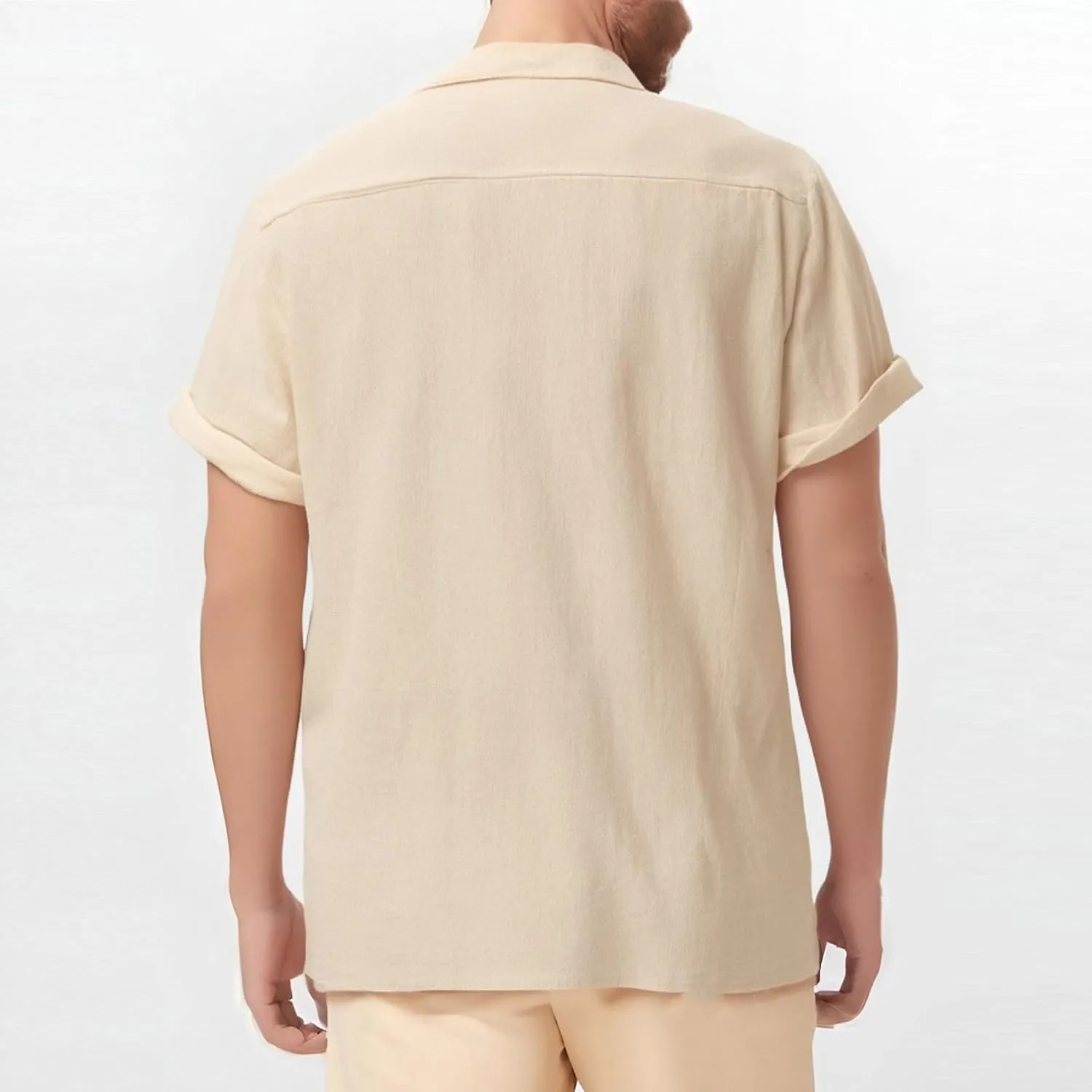 Mens Dress Shirts Men's Linen Shirts Short Sleeve Summer Casual Button Down Shirt for Men Beach Wedding T-Shirts