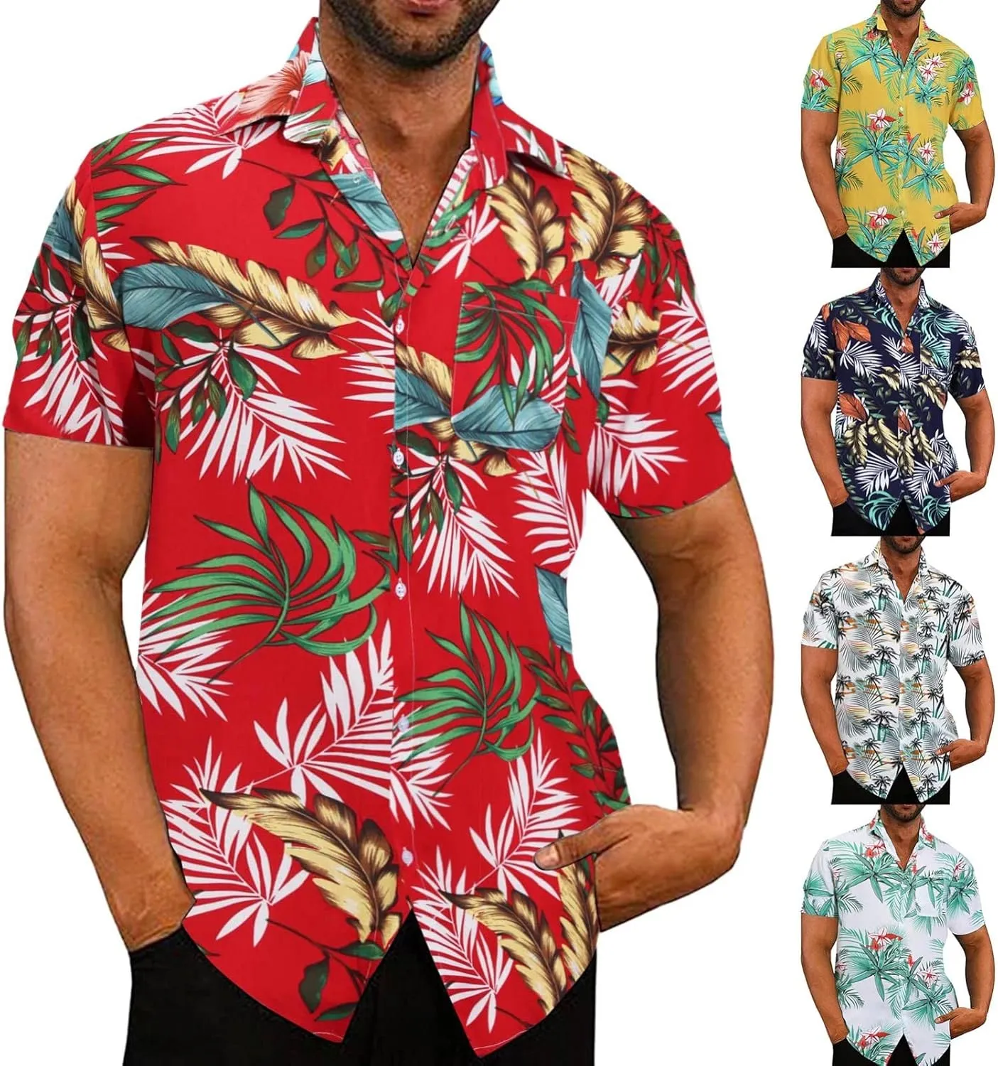 Mens Funny Hawaiian Shirts Button Down Shirts Mens Hawaiian Shirts Beach Floral Hawaiian Shirt for Men Short Sleeve