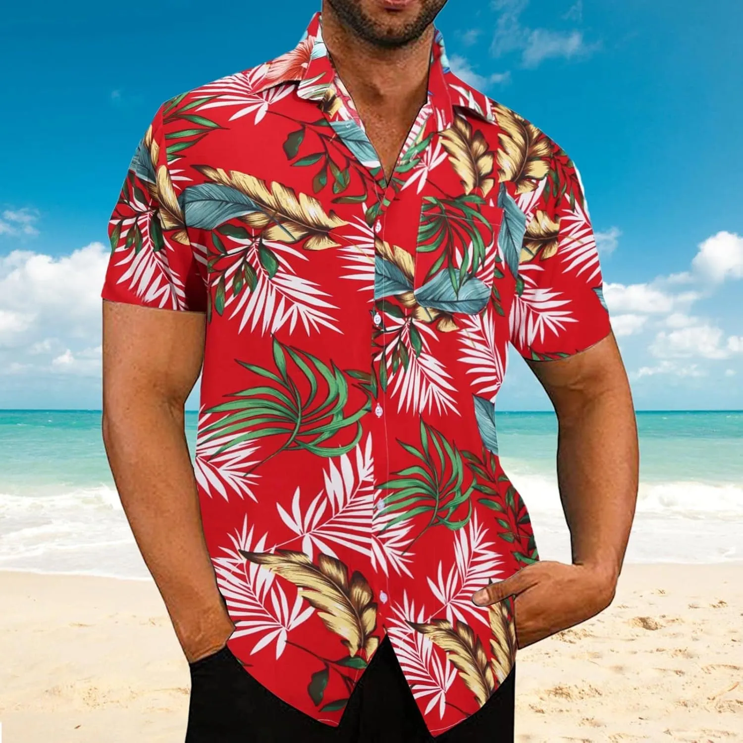 Mens Funny Hawaiian Shirts Button Down Shirts Mens Hawaiian Shirts Beach Floral Hawaiian Shirt for Men Short Sleeve