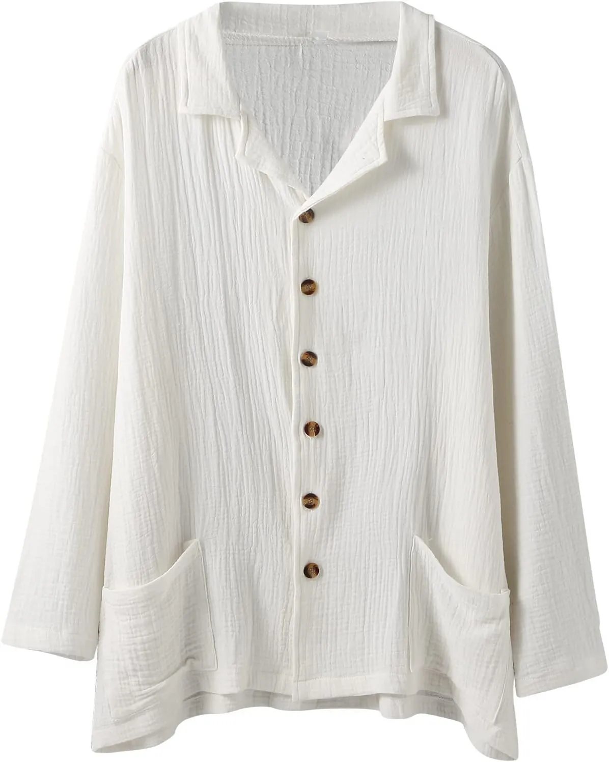 Mens Linen Shirts Long Sleeve Button Down Linen Beach Shirts Casual Loose Fit Summer Collared Shirts Linen Tops
