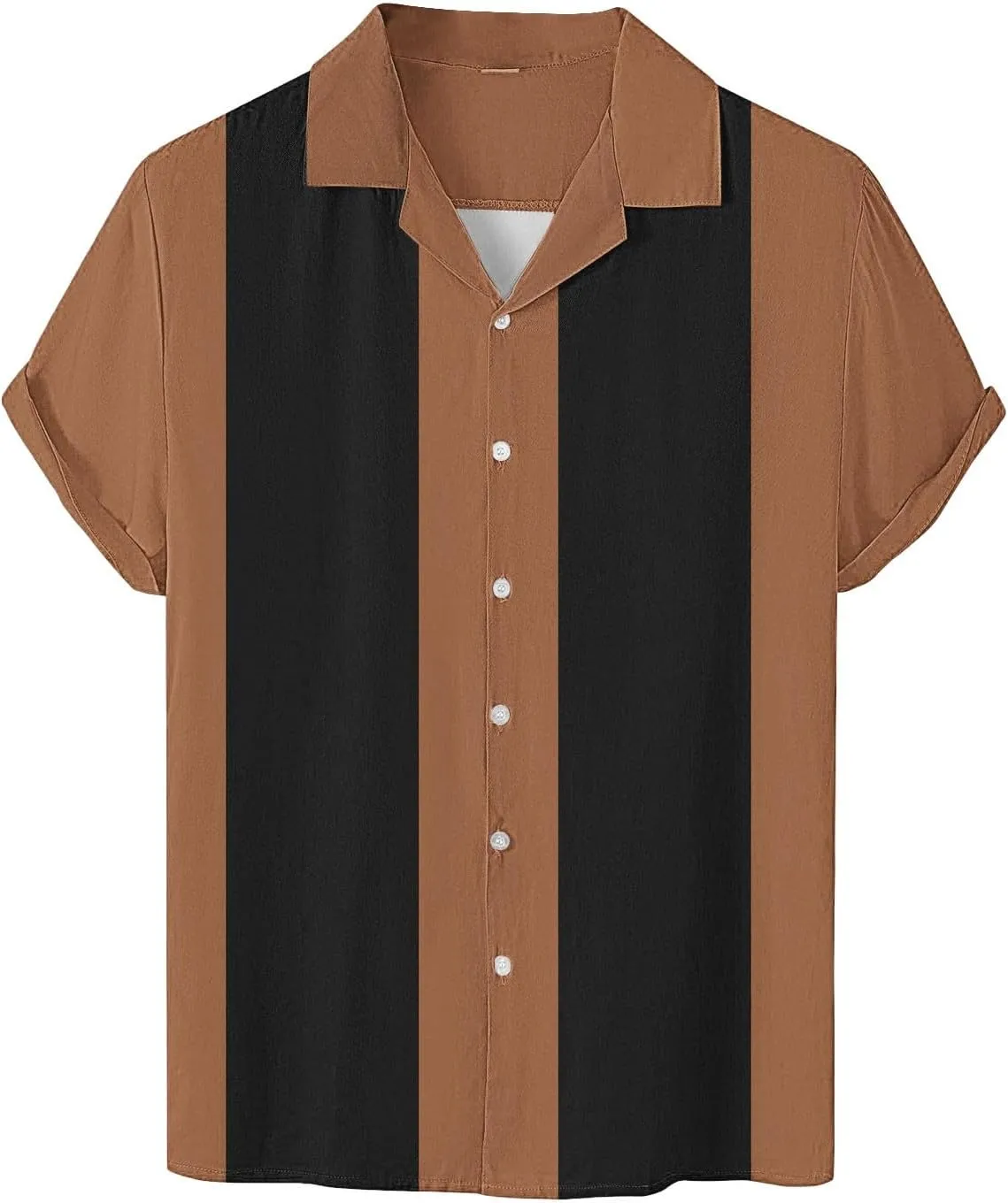 Men's Shirts Mens Summer Striped Shirts Flip Island Print Collar Down Men's Short Sleeve Aloha Holiday Casual Cuban