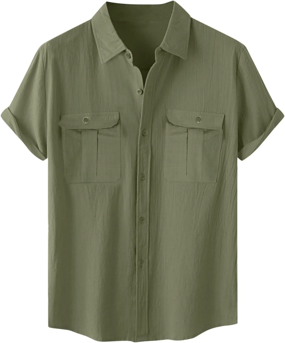 Mens Short Sleeve Button Down Shirts Casual Linen Shirts for Men Soft Beach Shirt Vacation Clothing Hawaiian Shirts