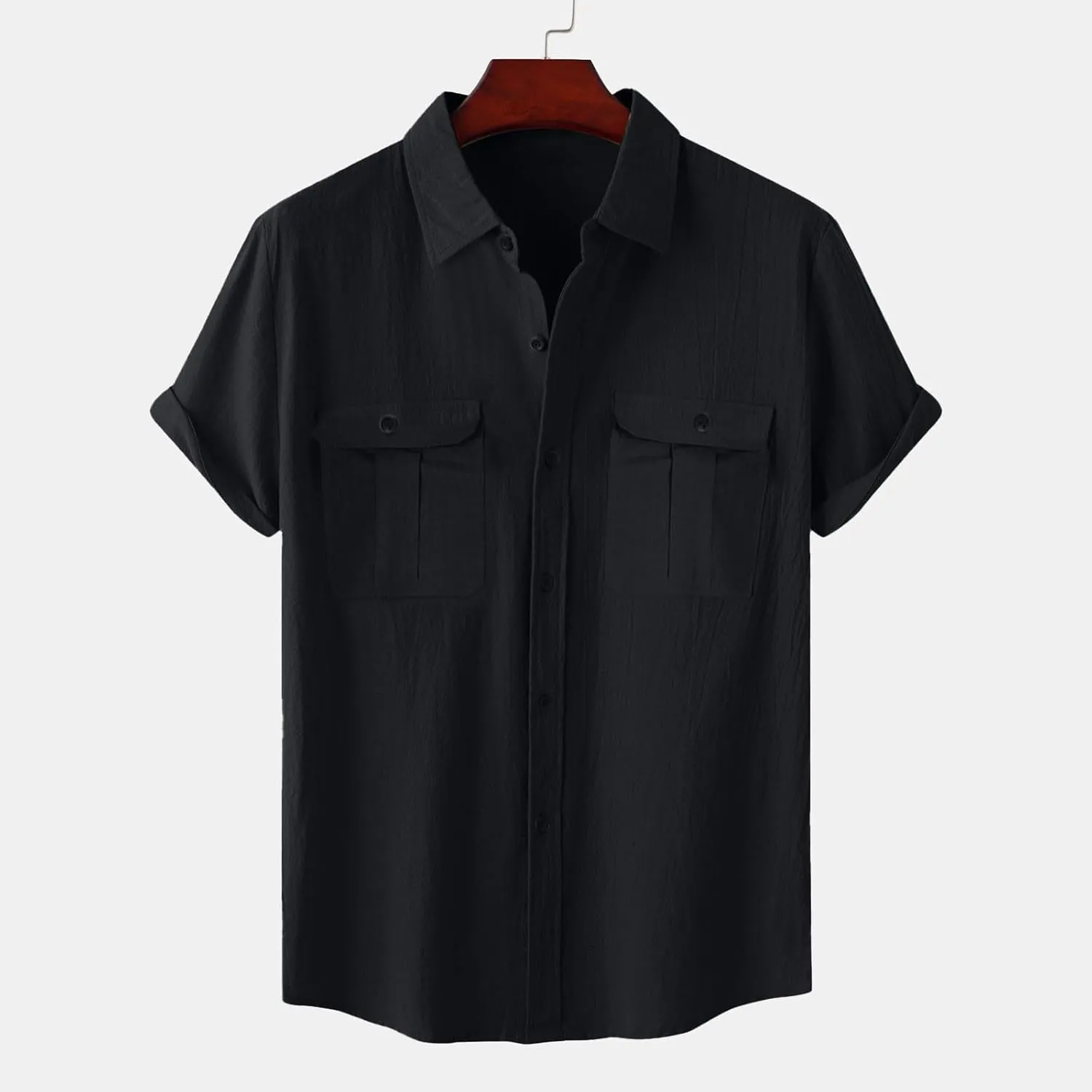 Mens Short Sleeve Button Down Shirts Casual Linen Shirts for Men Soft Beach Shirt Vacation Clothing Hawaiian Shirts
