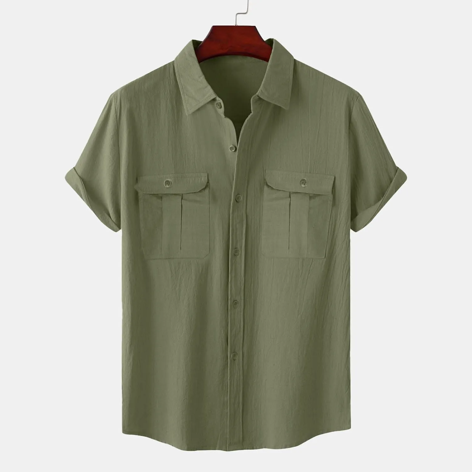 Mens Short Sleeve Button Down Shirts Casual Linen Shirts for Men Soft Beach Shirt Vacation Clothing Hawaiian Shirts