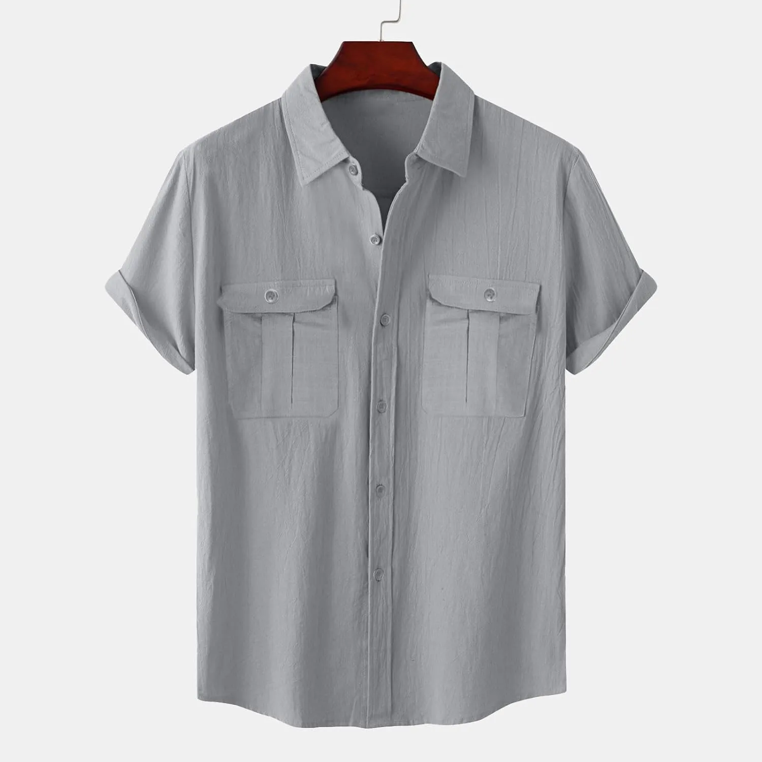 Mens Short Sleeve Button Down Shirts Casual Linen Shirts for Men Soft Beach Shirt Vacation Clothing Hawaiian Shirts