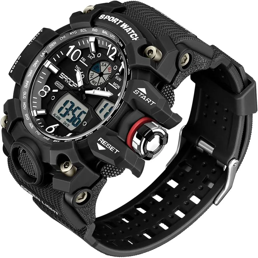 Mens Watches Sports Outdoor Waterproof Military Wrist Watch Date Multi Function Tactics Analog Digital LED Alarm Stopwatch
