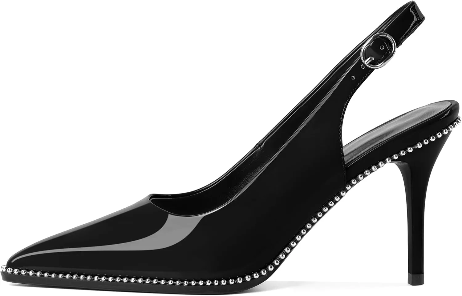 Mettesally Women's Beaded Slingback Pumps Stilettos Heels Closed Pointed Toe Fashion Dress Shoes 3.5 Inches