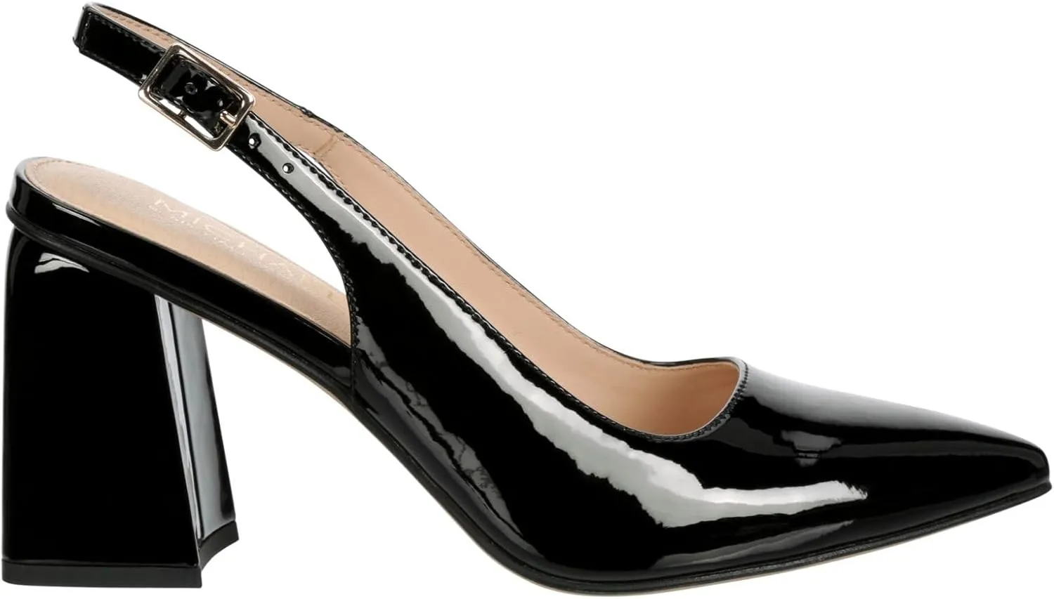 Michael By Michael Shannon Jacqueline - Women's Patent Pointed Toe Slingback with Low Block Heel