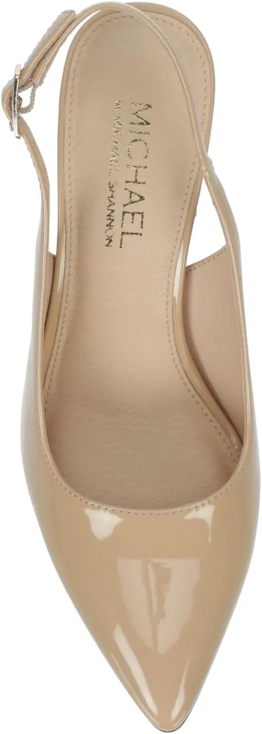 Michael By Michael Shannon Jacqueline - Women's Patent Pointed Toe Slingback with Low Block Heel