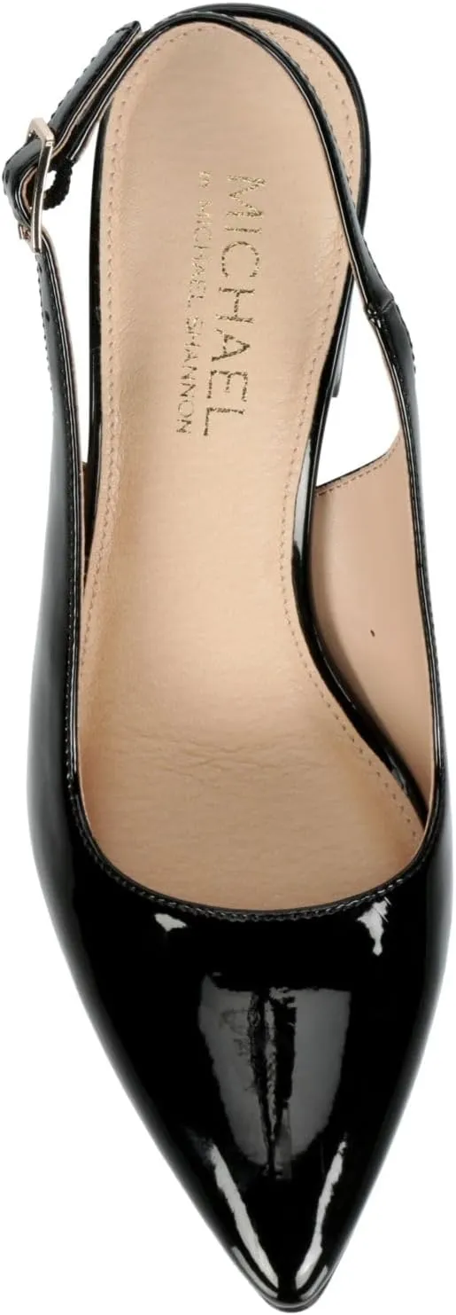 Michael By Michael Shannon Jacqueline - Women's Patent Pointed Toe Slingback with Low Block Heel