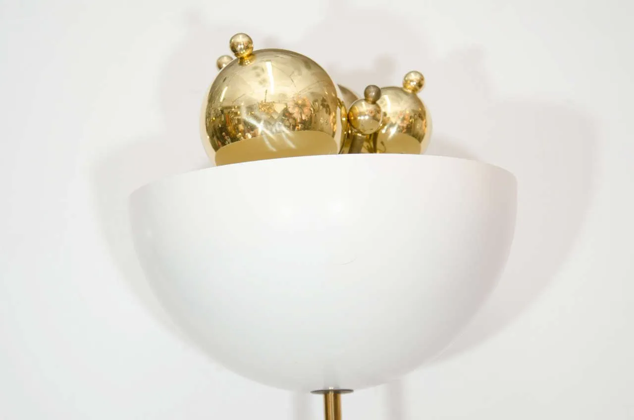 Mid-Century Modern Brass Torchiere Floor Lamp in the Manner of Angelo Lelli
