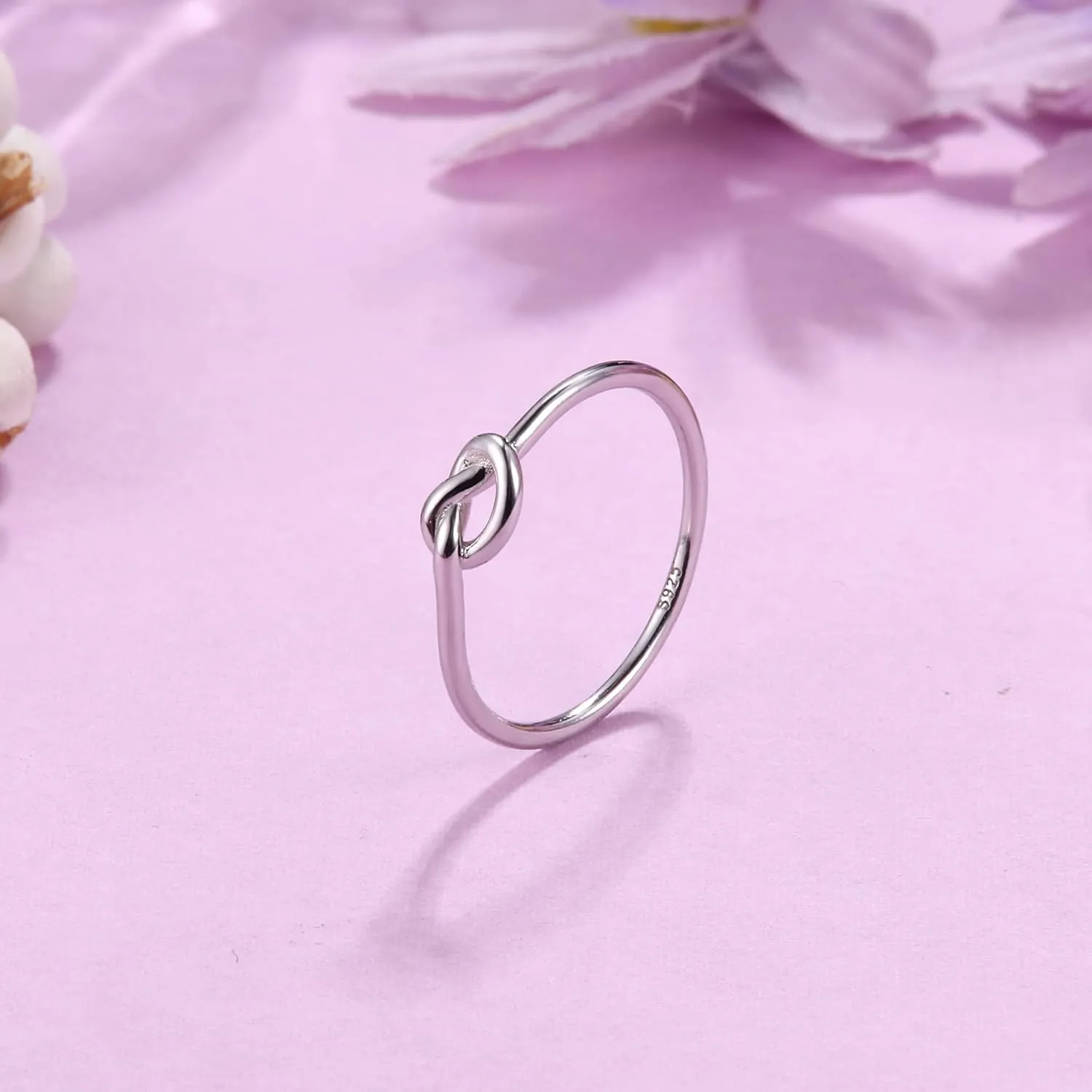 MILACOLATO 3Pcs Sterling Silver Rings 18K White Gold Plated Infinity Heart Knot Finger Rings Minimalistic Wedding Engagement Rings for Women Comfort Fit Size 5 to 10