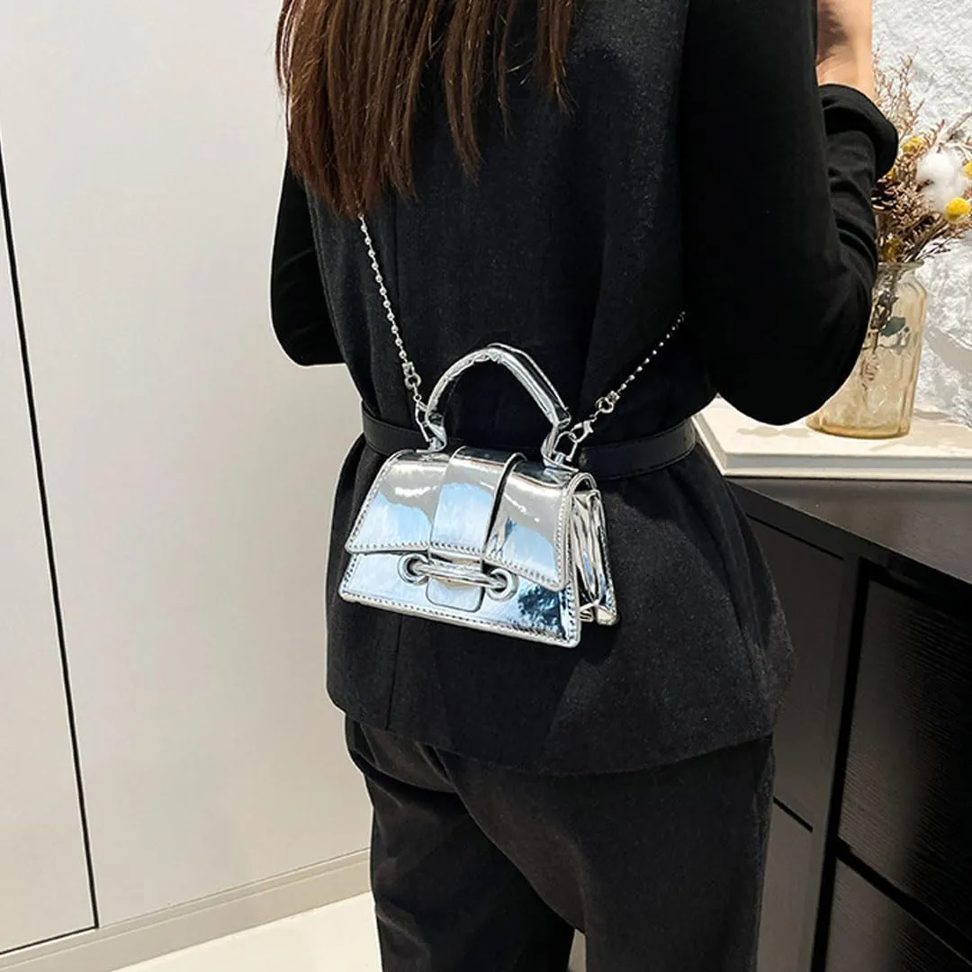 Mini Silver Purse for Women Metallic Evening Bag Hobo Bags Clutch Purse Y2k Sparkly Gold Bag Crossbody Purses Handbag