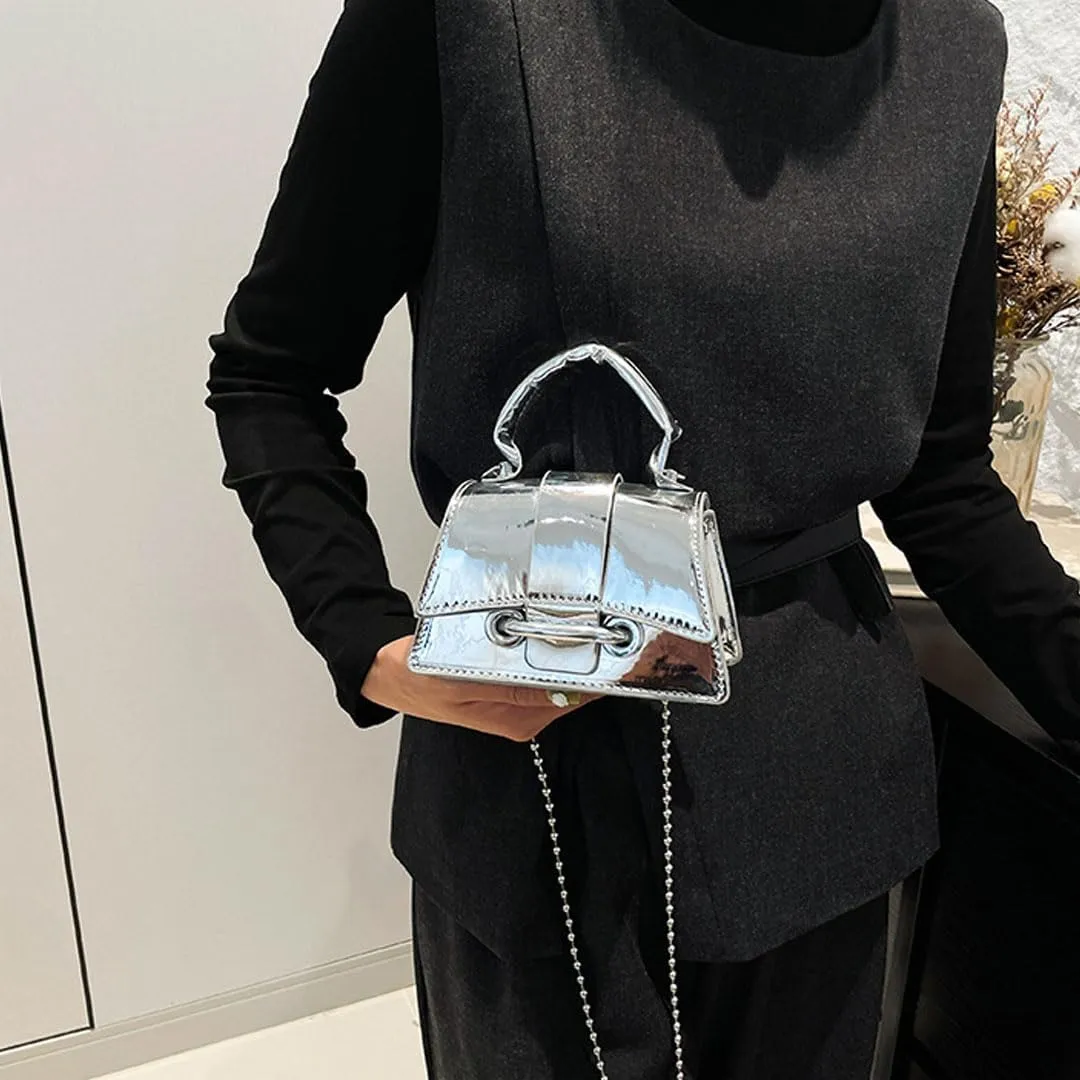 Mini Silver Purse for Women Metallic Evening Bag Hobo Bags Clutch Purse Y2k Sparkly Gold Bag Crossbody Purses Handbag