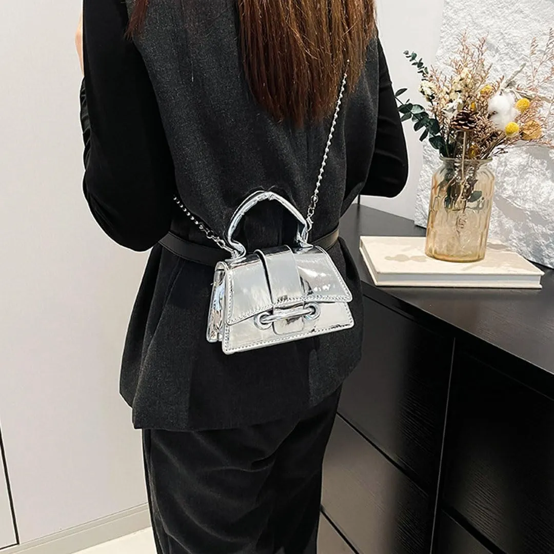 Mini Silver Purse for Women Metallic Evening Bag Hobo Bags Clutch Purse Y2k Sparkly Gold Bag Crossbody Purses Handbag