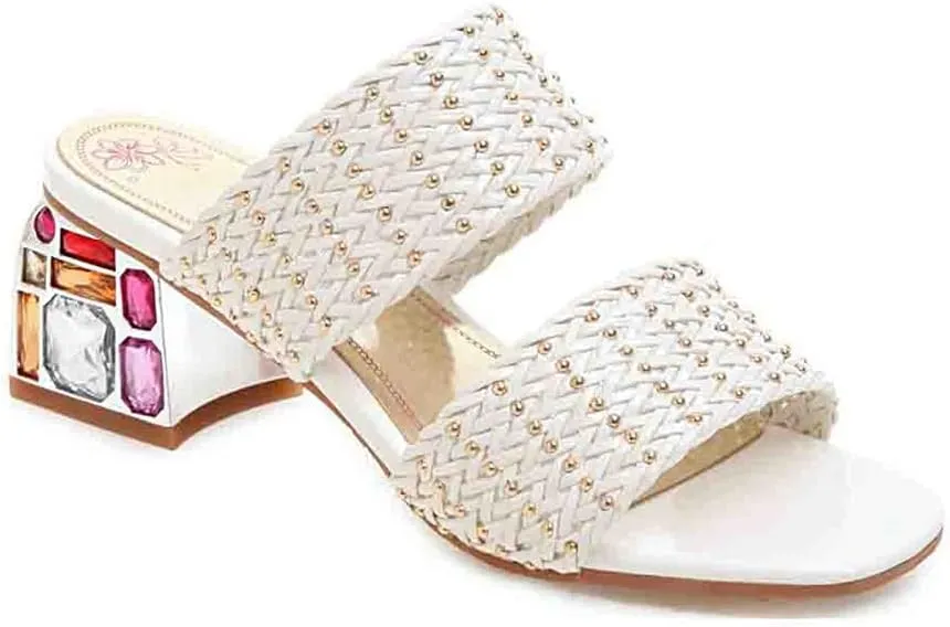 MIOKE Womens Block Heel Mules Slide Sandals Open Toe Suede Slip On Comfort Summer Mid Heeled Dress Sandal